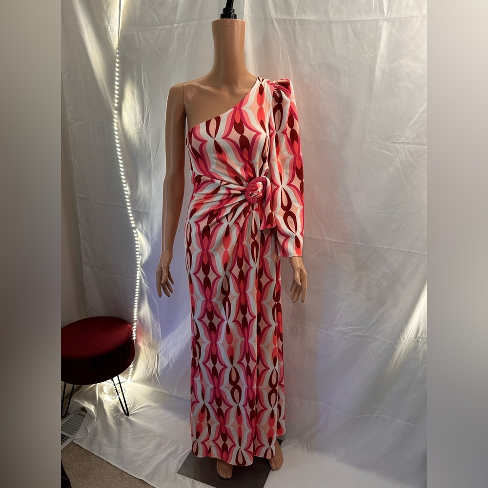 NWT PatBO Twist One Shoulder Maxi Dress Flamant PINK FWRD NEW OFFSHOULDER MAXI - Picture 5 of 9